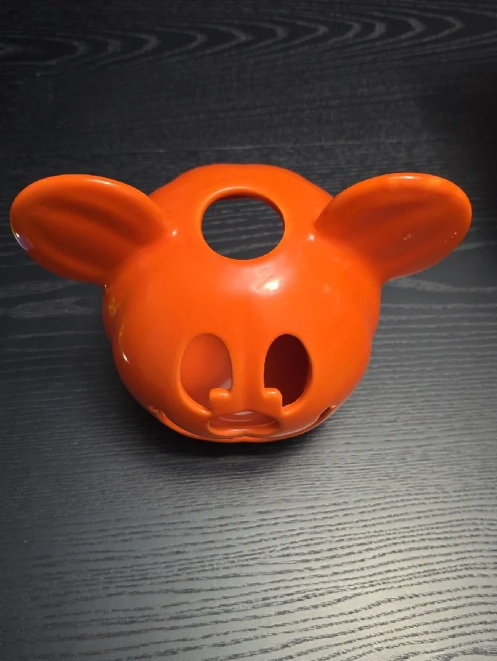Disney Orange Mickey Pumpkin Candle Holder, w/ Tealight & Free Mickey Ears